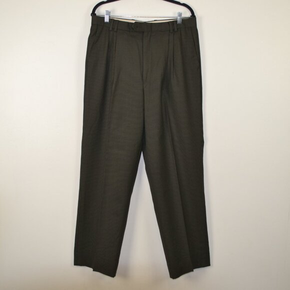 Bachrach Mens 42R Wool 2 Piece Suit Double Breasted Tweed Pleated Button Pockets - Picture 7 of 13